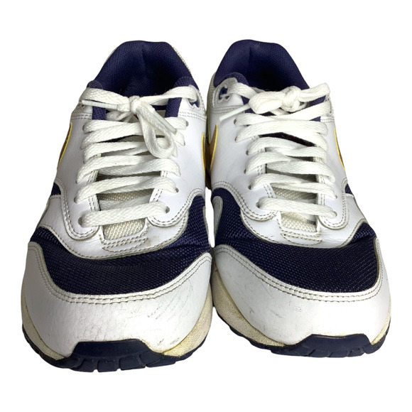 Nike Shoes Mens 9 White Blue Gold Air Max 1 Essential Olympic 2015 Swoosh 537383 - Picture 7 of 11